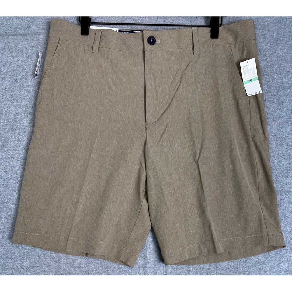 NEW IZOD Advantage Hybrid Short Mens 34x9.5 Khaki Performance Flex 4-Way Stretch